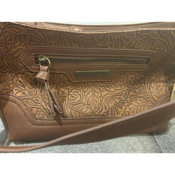 NWT Frye & Co Floral Tooled Shoulder Bag - Picture 2 of 12